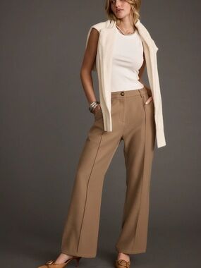 12TH TRIBE | Virginia Taupe Seamed Slim Leg Trousers | XS